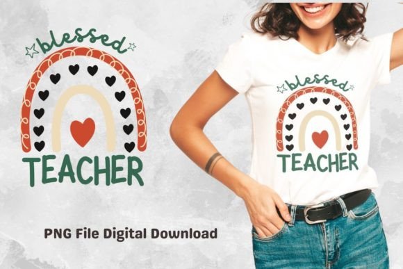 Blessed Teacher PNG for T-Shirt Graphics and Commercial Use