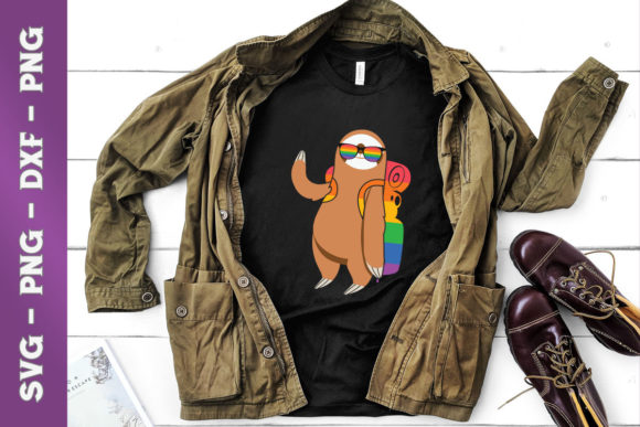 Cute Pocket Sloth LGBT Animal Rainbow Graphics for T-Shirt Designs