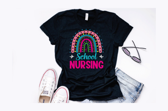 Cute Rainbow Nurse Graphics for T-Shirt & Craft Designs