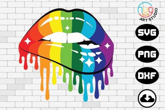 Dripping Rainbow Lips Graphics for Bold T-Shirt Designs
