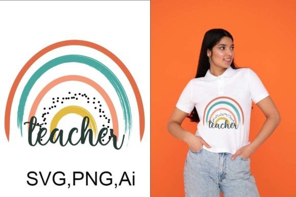 Evaluating Teacher Boho Rainbow Graphics for T-Shirt Designs