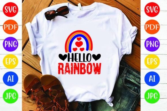 Hello Rainbow: A Graphic Asset for T-Shirt Designs and Vibrant Branding