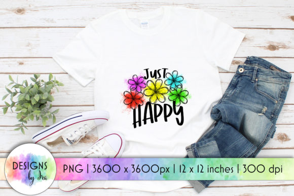 Just Happy Floral Graphics for T-Shirt Designs & Branding