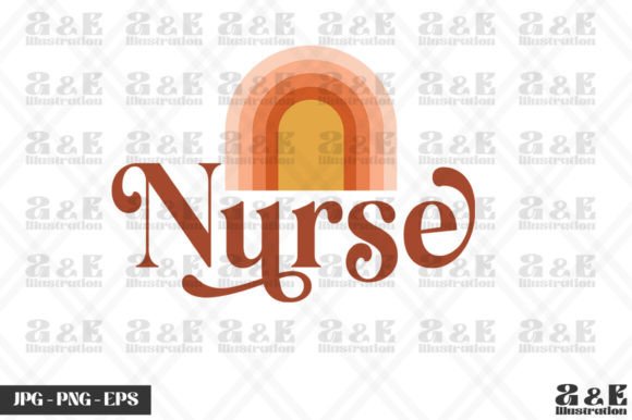 Retro Nurse Rainbow Sunset: A Graphic Review for T-Shirt Designs & Branding