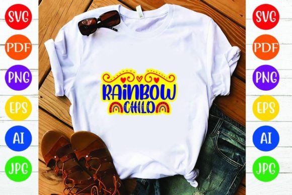 The Rainbow Child: A Versatile Graphic Design Asset for T-Shirt Creators